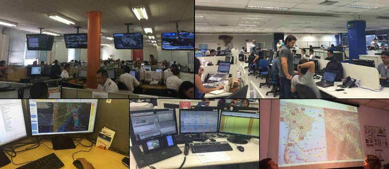 Centros de operações da Gol (esq.) e da TAM (dir.) funcionam 24 horas, sete dias por semana Centros de operações da Gol (esq.) e da TAM (dir.) funcionam 24 horas, sete dias por semana