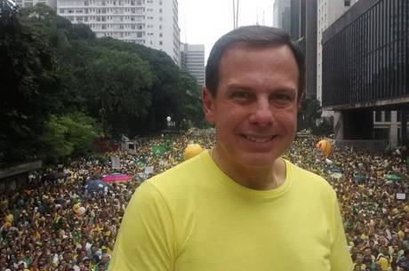 O pré-candidato a Prefeitura de São Paulo, João Dória Junior, durante a manifestação na Avenida Paulista, em São Paulo