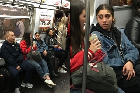 Lourdes, filha de Madonna, no metrô de Nova York
