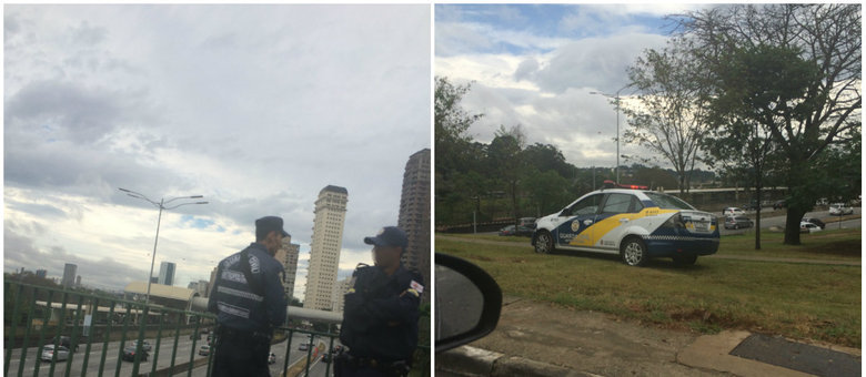 Agentes da Guarda Civil Metropolitana multavam motoristas que trafegavam na marginal Pinheiro com radares móveis 