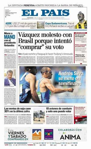Notícia foi manchete do jornal uruguaio El País nesta terça-feira (16)