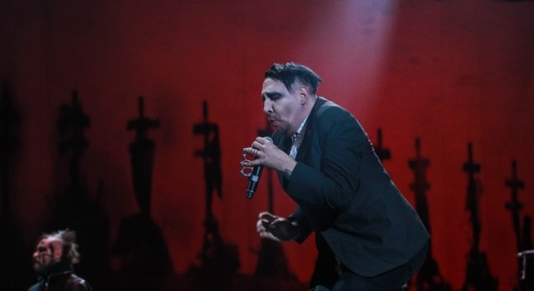 Marilyn Manson durante show em São Paulo, em 2007