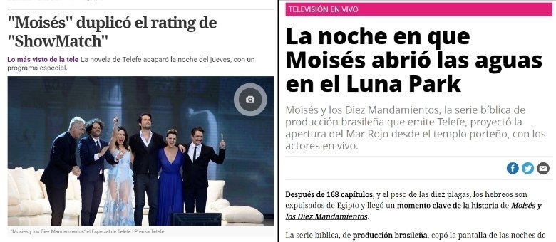 Jornais argentinos destacam sucesso de Os Dez Mandamentos