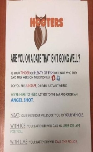 Cartaz orienta clientes a pedir a 'bebida secreta' para se livrar de um encontro errado 