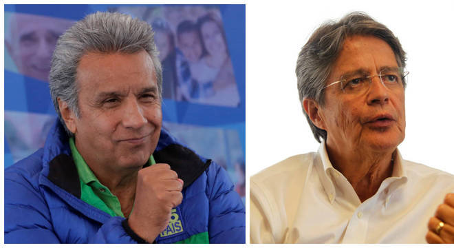 Lenín Moreno (E) e Guillermo Lasso (D) se enfrentam nas urnas no dia 2 de abril