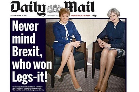 "Esqueça o Brexit, quem tem as melhores pernas!", foi a polêmica manchete do Daily Mail