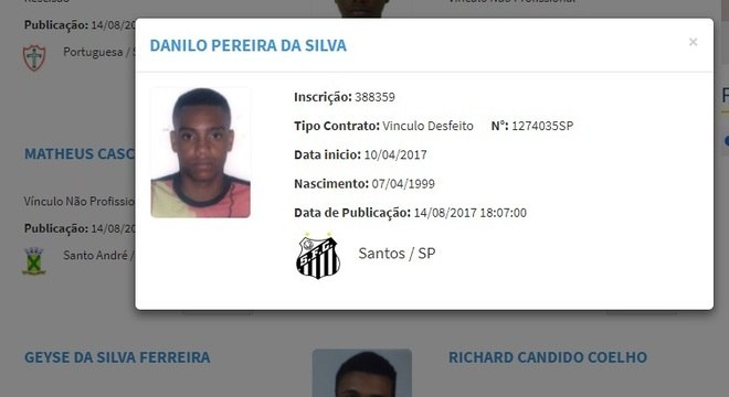 Saída de Danilo Pereira foi confirmada no BID da CBF