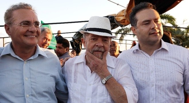 Na foto, Renan Calheiros, Lula e o governador de Alagoas, Renan Filho (PMDB)