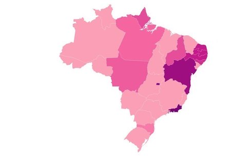 Quanto mais escuro o Estado no mapa, maior o desperdício - os Estados em rosa claro não registraram descarte de medicamentos