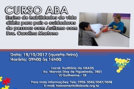 ABADS promove curso sobre tratamento para pessoas com autismo na quarta-feira (18)