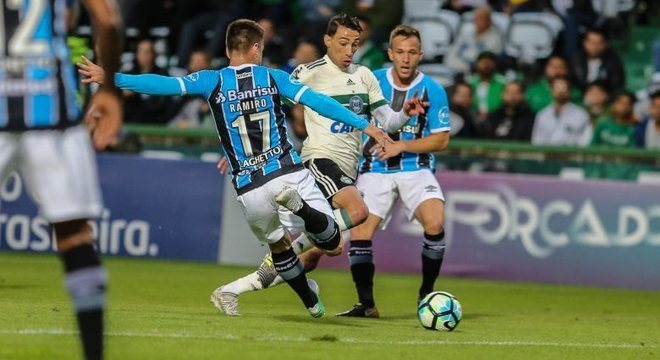Coritiba criou boas chances, mas Ramiro resolveu para o Grêmio no final