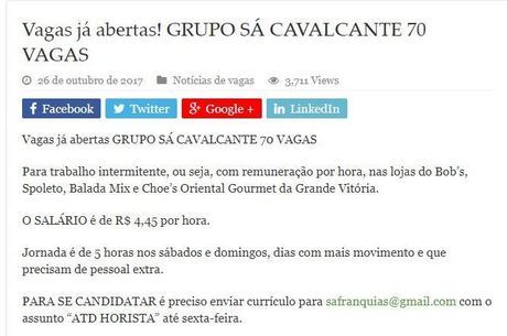 Grupo oferece vagas pagando salário inferior ao mínimo