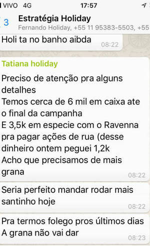 Trecho de conversa da equipe de campanha de Fernando Holiday