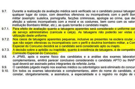 Trecho do edital para bombeiro do Rio Grande do Norte Trecho do edital para bombeiro do Rio Grande do Norte