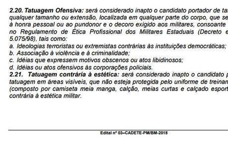 trecho de edital da PM-PR trecho de edital da PM-PR