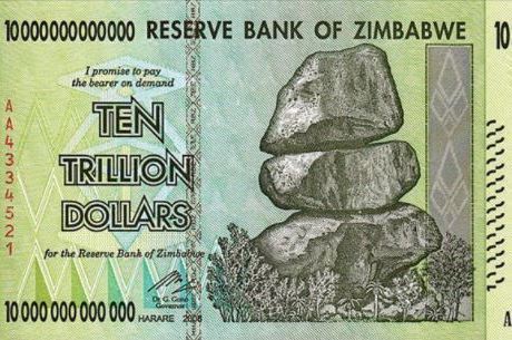 Nota de dez trilhões de dólares zimbabuanos