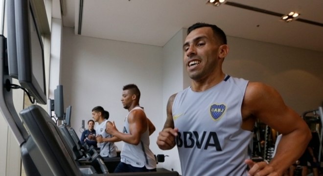 Carlitos Tevez durante treino do Boca Juniors-ARG