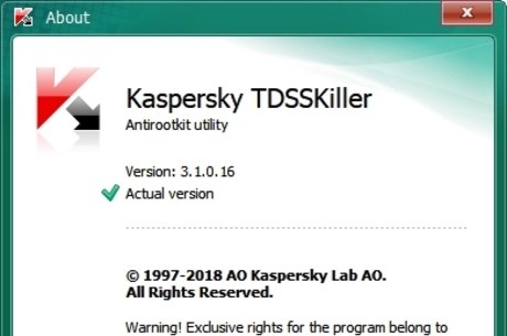 Kaspersky TDSSKiller v3.1.0.16