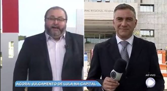 Alexandre Mota e André Haar na cobertura do julgamento