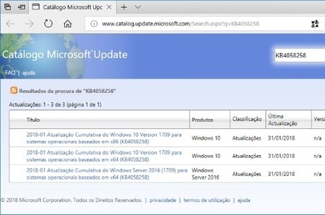 Microsoft disponibiliza atualização KB4058258 para o Windows 10 v1709