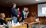 Madison Rae Margraves gives her impact statement as her parents and sister Lauren listen during the sentencing hearing for Larry Nassar, a former team USA Gymnastics doctor who pleaded guilty in November 2017 to sexual assault charges, in the Eaton County Court in Charlotte, Michigan, U.S., February 2, 2018. REUTERS/Rebecca Cook