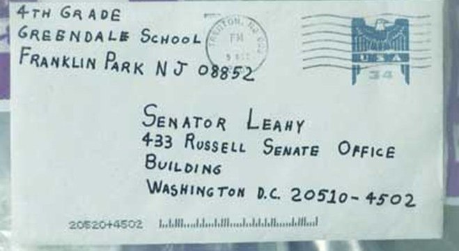 Carta com antraz enviada ao senador Patrick Leahy durante os ataques de 2001