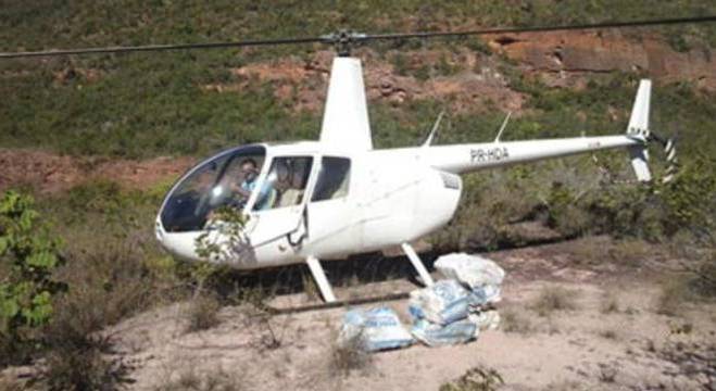 Helicóptero utilizado no tráfico de drogas