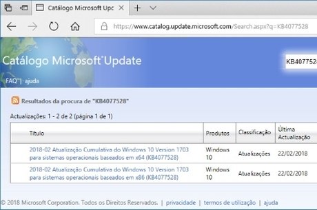 Microsoft disponibiliza atualização KB4077528 para o Windows 10 v1703