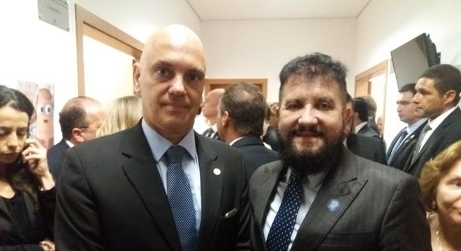 Ministro do STF Alexandre de Moraes e diretor nacional institucional da Record TV, Zacarias Pagnanelli