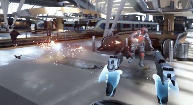 Imagem do jogo Bullet Train que simula um ataque a uma estação de metrô