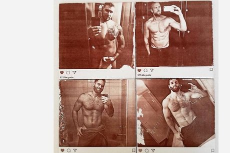 Em um trabalho chamado Narcissus, o artista David Trullo fez azulejos de banheiro com as fotos de homens sem camisa tirando selfies em banheiros