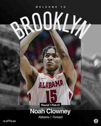 21ª escolha: Noah Clowney (EUA) - Brooklyn Nets