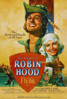 4º -> As Aventuras de Robin Hood (1934) -> Esta produção é uma das releituras da clássica narrativa de Robin Hood, um herói medieval que tira dos ricos e cede aos pobres, com mais êxito. Errol Flynn, de ‘O Capitão Blood’ e Olivia de Havilland, de ‘... E o Ventou Levou’, dividem o protagonismo 