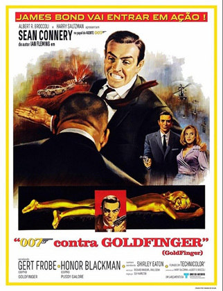 7º - 007 contra Goldfinger (1964) -> O espião James Bond tem a missão de sabotar o esquema do criminoso chamado Goldfinger, que busca eliminar uma reserva de ouro. Com a surpreendente contribuição da secretária do vilão, o agente entra no grupo do magnata com o intuito de colher mais detalhes do plano 