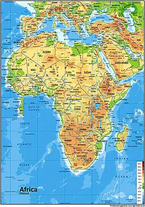 A África tem que tem uma área de mais de 30 milhões de quilômetros quadrados onde vivem 1,2 bilhão de pessoas.