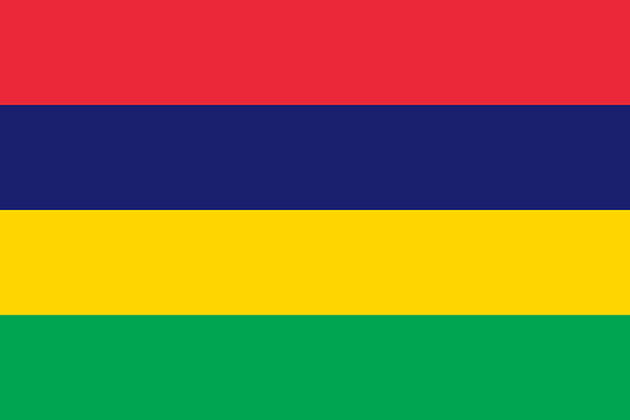 A bandeira das Ilhas Maurício é a única a ter quatro faixas horizontais que representam a luta pela liberdade (vermelho), Oceano Índico (azul), luz da independência (amarelo) e agricultura (verde). 