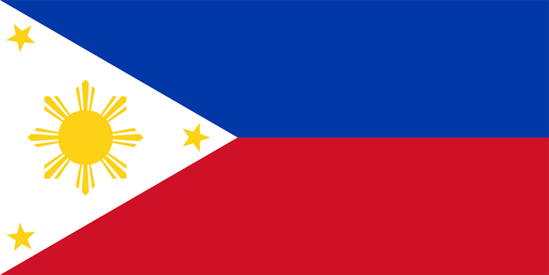 A bandeira de Filipinas tem duas versões, dependendo do clima político no país. Se está em paz, a bandeira tem a faixa azul na parte de cima.