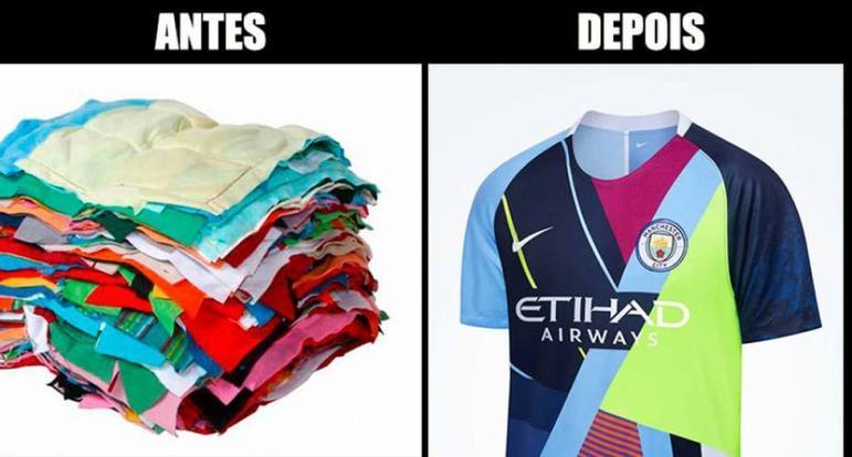 A camisa do Manchester City lançada pela Nike em março de 2019, em uma edição comemorativa em que juntava pedaços de camisas das últimas temporadas da fornecedora no clube, acabou virando piada.