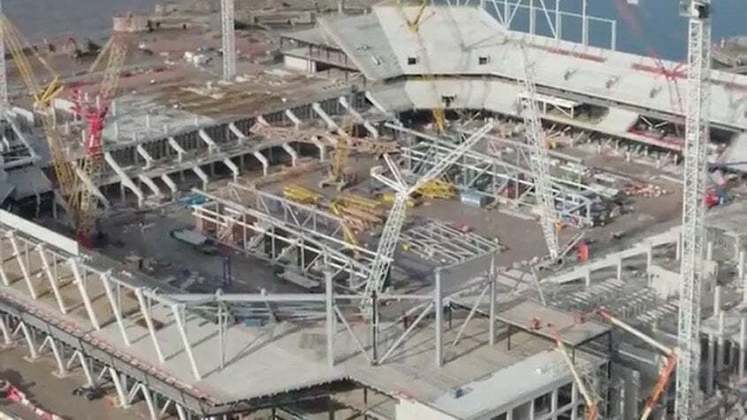 A conclusão das obras está prevista para o início da temporada 2024/2025. O valor da construção da nova casa do torcedor do Everton está em torno de 566 milhões de libras (cerca de R$ 3,6 bilhões na cotação atual).