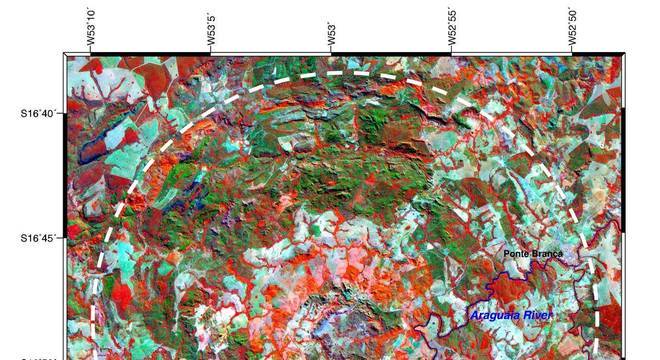 A cratera de Araguainha vista por satélite 