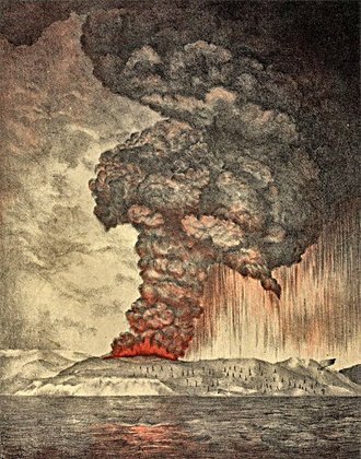 A erupção do Krakatoa em 1883 foi ouvida a 5 mil km de distância. Ele não parou de cuspir lava o ano inteiro. Deixou 36.417 mortos. Liberou 20 milhões de toneladas de enxofre, causando um inverno vulcânico, reduzindo temperaturas mundiais em 1,2ºC por cinco anos. 