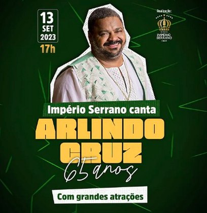 A expectativa é de que Arlindo receba uma homenagem pelo seu 65º ano de vida durante uma festa que acontecerá na quadra da sua escola de samba de coração, a Império Serrano.