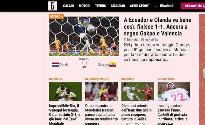 A Gazzetta dello Sport, da Itália, acabou dando destaque para o empate para o empate entre Equador e Holanda. Além disso, informou que o Qatar tem o pior rendimento da história dos anfitriões em Copas.