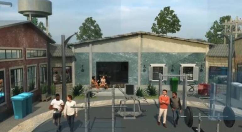 Cercada por uma praça com equipamentos de
ginástica, ficam as casas dos 