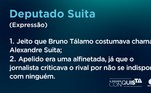 Alê rendeu vários termos para o Dicionário Conquisteiro do reality. Ele está presente em expressões como 'Deputado Suita', 'dar uma suitada', 'banana' e 'Alfred'. A maioria deles se deve ao fato dos Conquisteiros brincarem com as 'sabonetadas' de Suita em votações e dinâmicas. O apelido de deputado ganhou até um jingle: 'Representante que é do povo, Alê Suita, amigo de todos'.
