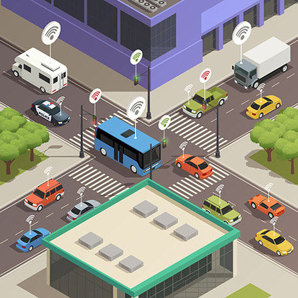 A ideia é que os veículos autônomos se comuniquem uns com os outros e com os semáforos nos cruzamentos dentro de certo alcance.