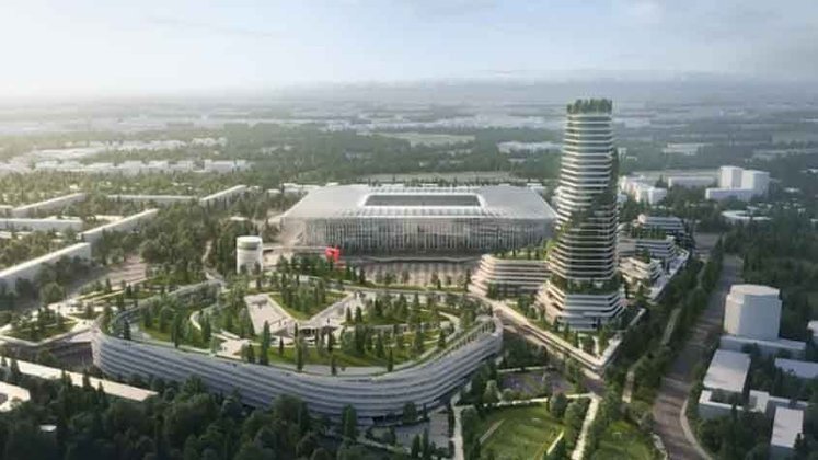 A nova arena é inspirada na Catedral de Milão e leva consigo um design bem similar. Responsável por realizar o estádio de Wembley, o Populous é a empresa de arquitetura que assume o projeto.