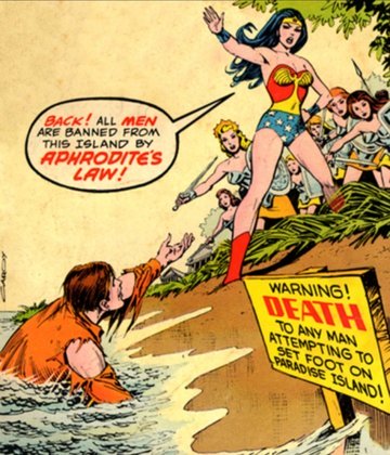 A personagem da DC Comics é uma super-heroína guerreira de origem greco-romana, alter ego da Princesa Diana de Themyscira, que vive na Ilha Paraíso, local da civilização de amazonas.