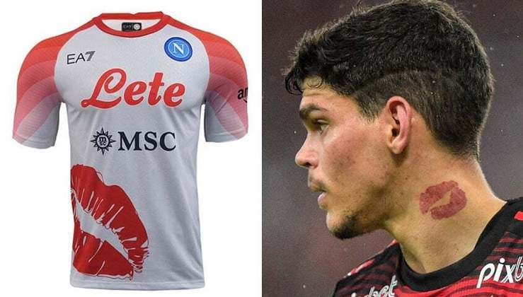 A presença de um beijinho na camisa do clube italiano fez os torcedores lembrarem de Ayrton Lucas, lateral do Flamengo, que tem uma tatuagem semelhante no pescoço.