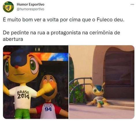 A presença do Fuleco, mascote da Copa de 2014 no Brasil, agitou os torcedores na web.